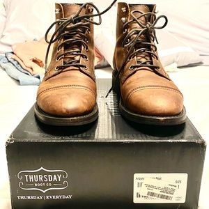 Thursday Boot Company Men’s Captain Lace Up Leather Boots. Box Included!